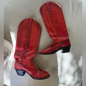 Dan Post Red Red Leather Python Cowboy Boots Size Women’s 6M